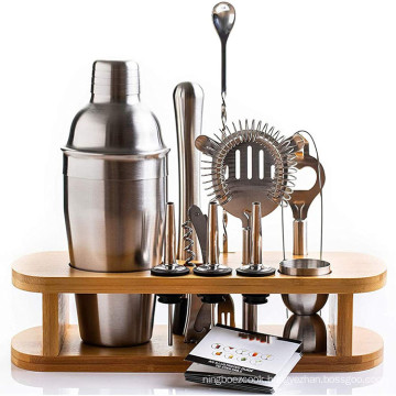 Amazon hot selling Cocktail Shaker Set with Bamboo Stand - 12 Piece Bar Shaker Set Perfect for Home - Cocktail Kit for bar